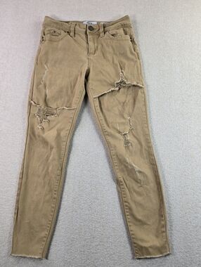 YMI Wanna Betta Butt Jeans 3/26 Tan Distressed Mid Rise Skinny Stretch